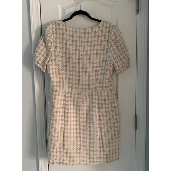 NWT Nanette Lepore tweed dress Buttons style  14 classic elegant warm sand white - Picture 13 of 13